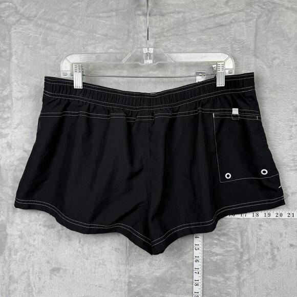 Nike Women’s Size XL Black Board Shorts White Stitching Swim Trunks Surf Beach - Picture 2 of 9
